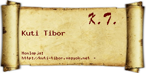 Kuti Tibor névjegykártya